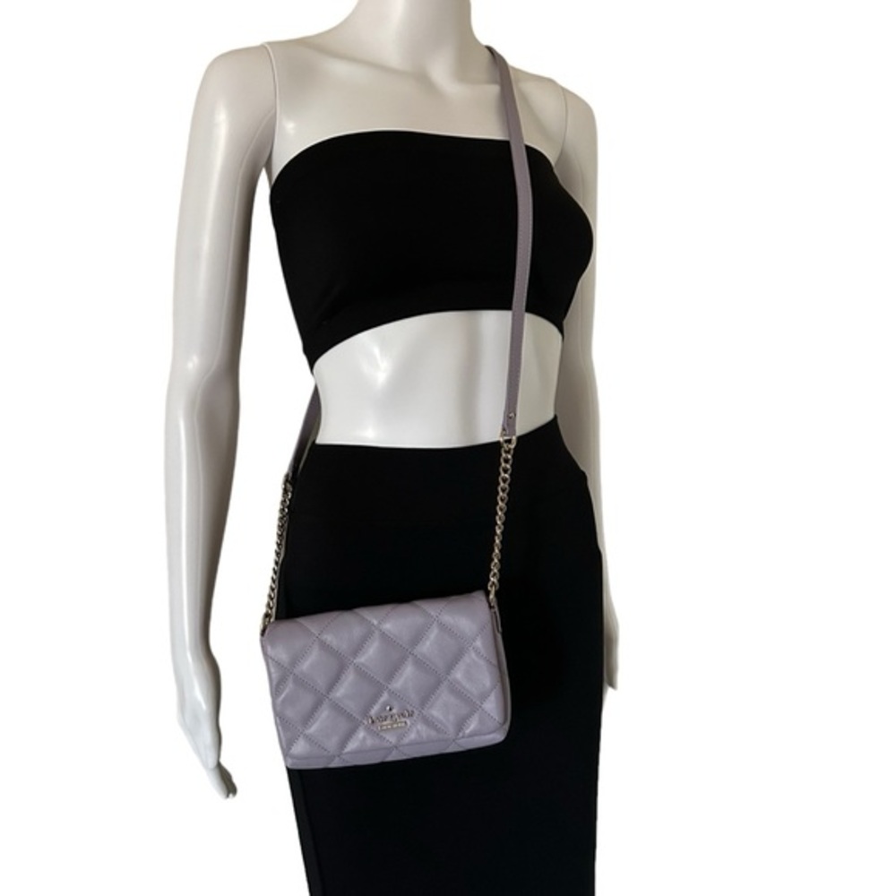 Kate Spade Lavender Emerson Place Quilted Julee Leather shoulder Crossbody bag